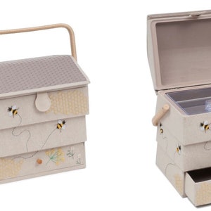 Large Bee Hive Design Sewing Basket Sewing Box with Drawer - HobbyGift - Gift