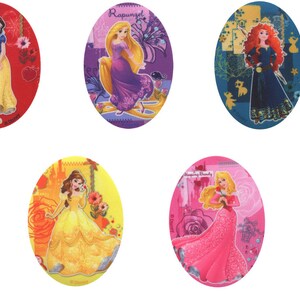 Disney Princesses Appliques Iron On Motifs Patches Ariel Cinderella Belle Snow White Aurora Rapunzel Brave image 3