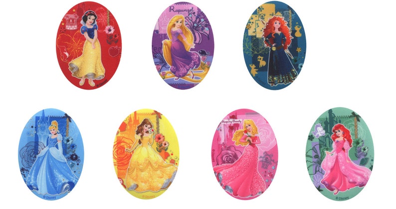 Disney Princesses Appliques Iron On Motifs Patches Ariel Cinderella Belle Snow White Aurora Rapunzel Brave image 3