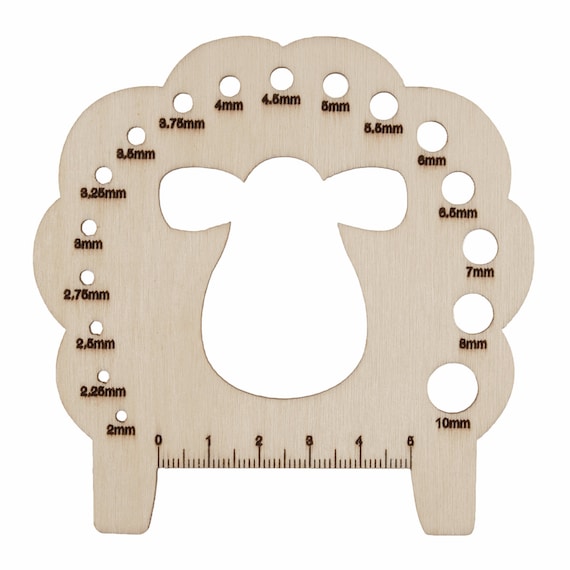 Milward Wooden Sheep Knitting Needle Gauge Size 5cm Ruler Metric