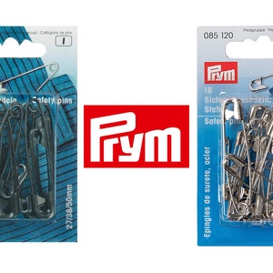 PRYM 18x Metal Safety Pins - Silver or Black - Sizes 27/38/50mm - Quilting Sewing Patchwork Pinning Fabric
