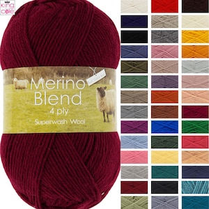 King Cole Merino Blend 4-fach 50g - Strickgarn aus 100% Merinowolle, Acryl, Häkeln - Handwerk, Nähen, Quilten, Stickerei, Detailarbeit
