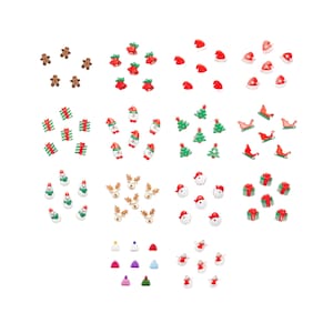Botões de Natal x5 - Artesanato de Natal Scrapbooking Costura Papai Noel Árvore Trenó Boneco de Neve
