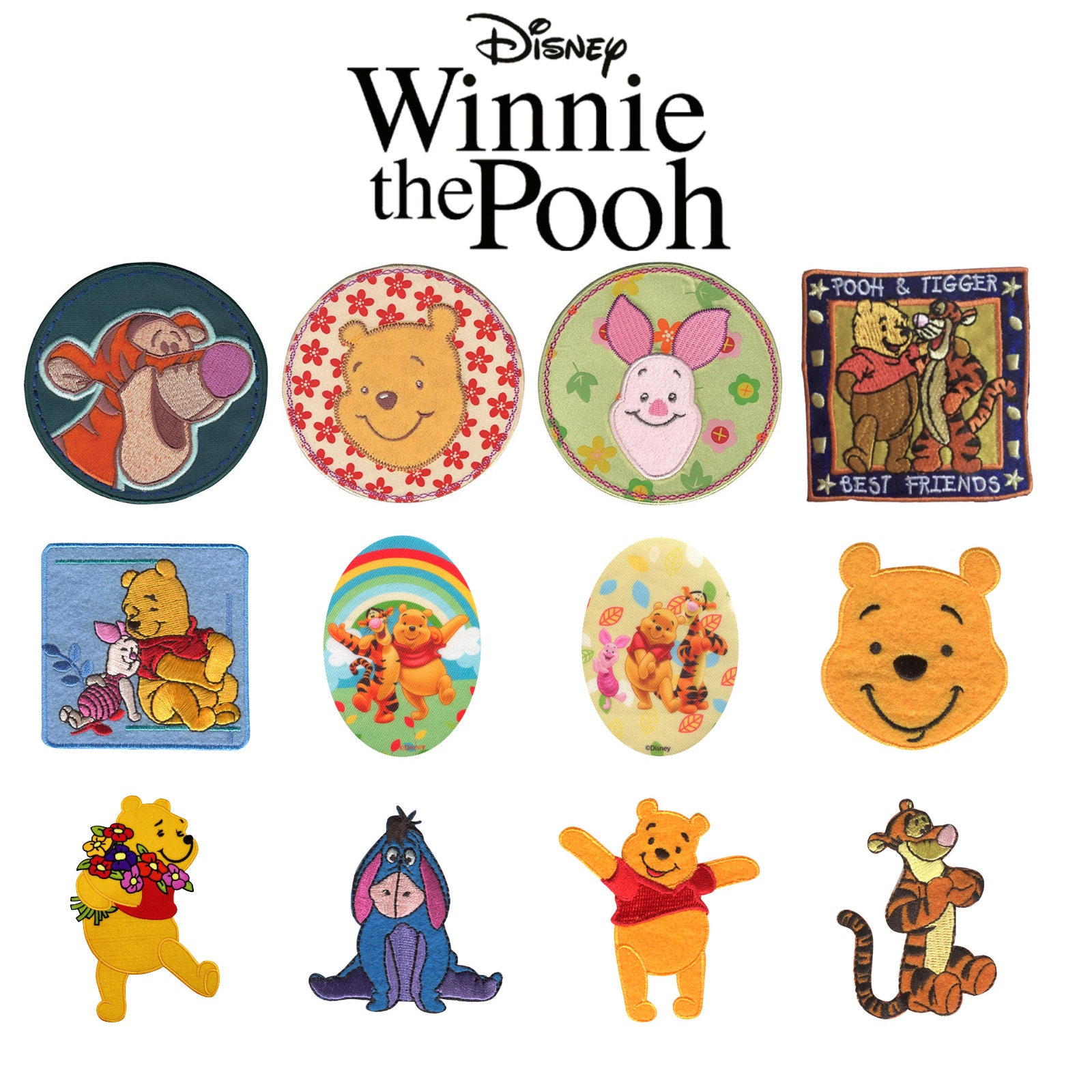 Iron on patches - WINNIE THE POOH STAR Disney - yellow - 6,2x6,2cm -  Application Embroided badges