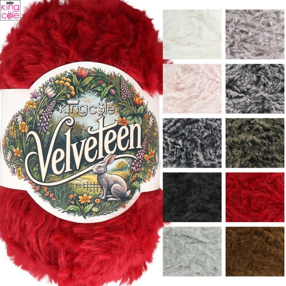 King Cole Velveteen 100g Yarn Knitting Wool Polyester Fur Vegan Friendly