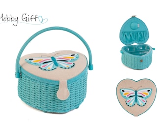 HobbyGift Caja de costura (M) Aplicación del corazón: Flutterby, bolsillo / alfiler, mariposa