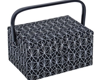 HobbyGift Sewing Box (M) - Deco - Needlework - Storage - Geometric - Black