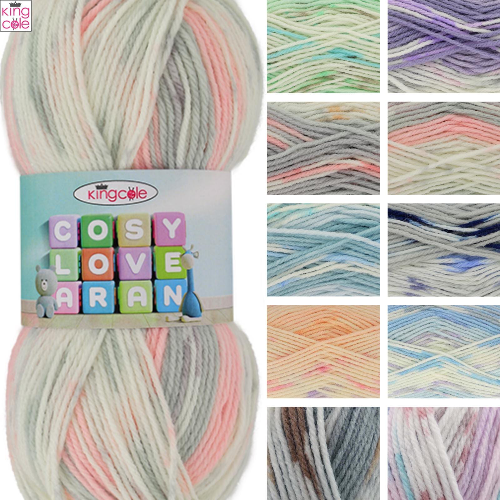 King Cole Cosy Love Aran 100g Ball Soft Baby Aran Knitting Wool