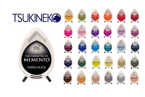 Tsukineko Memento Dew Drop Rubber Stamp Ink Pads Fast Drying 36 Dye Colours  to Choose From Fast Drying & Fade Resistant , Water Based 