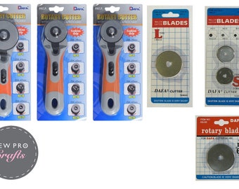 DAFA Rotary Cutter Trimmers - Choose between 28mm / 45mm / 60mm & Replacements - Quilting Fabric Card
