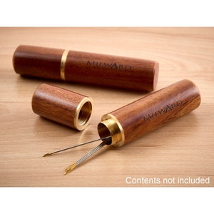 Milward Rosewood and Copper Wooden Needle Holder & Pin Case - Needle Storage Crafts Sewing Embroidery