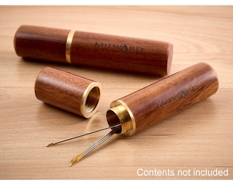 Milward Rosewood and Copper Wooden Needle Holder & Pin Case - Needle Storage Crafts Sewing Embroidery