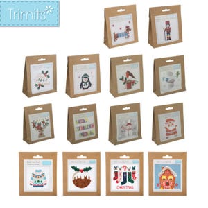 Trimits Counted Cross Stitch Kits Xmas Christmas Festive Designs 13 x 13cm