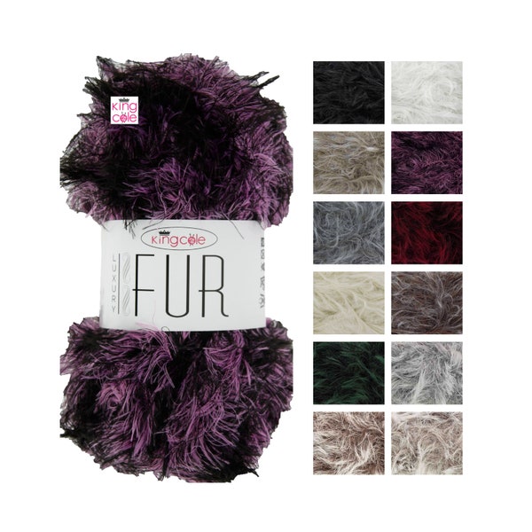 King Cole Luxury Fur Yarn 100g - Fluffy Eyelash Knitting Soft Yarn Nylon & Polyester