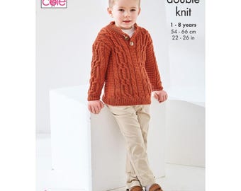 キングコールパターンの男の子用ジャケットとセーター（Cherished DK 6518で編む）