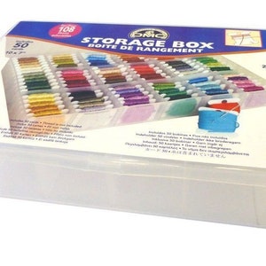 DMC Storage Box for Floss/Embroidery Thread Bobbins 50 Free Bobbins Holds 108 Skeins image 2