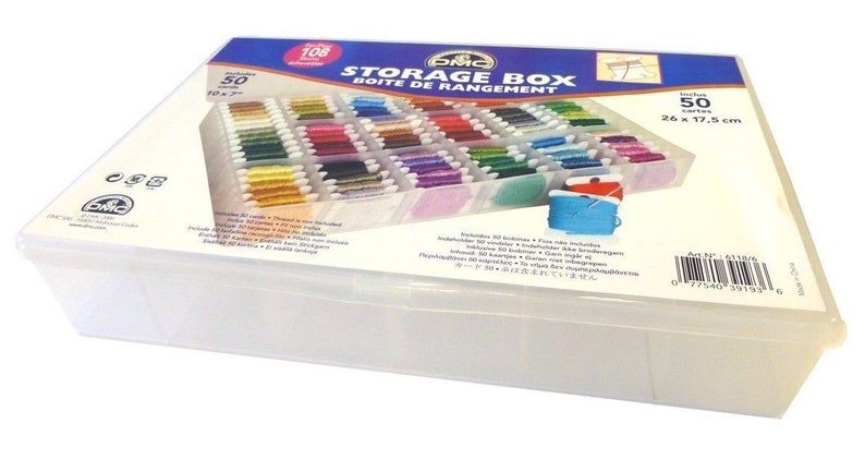 DMC Storage Box for Floss/Embroidery Thread Bobbins 50 Free Bobbins Holds 108 Skeins image 2