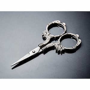 Hemline Embroidery Scissors Sharp Point 3.75" - Metal Floral Design