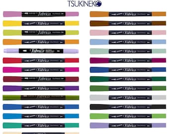 Tsukineko Fabrico Dual Tip Marker Pen - All Colours Fine Point Type Brush Tip