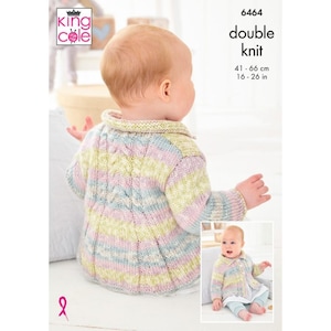 Patrón King Cole: Abrigos para niños tejidos en Baby Fjord DK 6464