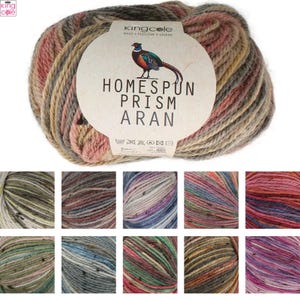 King Cole Homespun Prism Aran 50g - All Colours  - Craft, Sewing, Quilting Knitting, Embroidery, Detailed Work