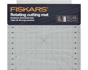 Tapete de corte Fiskars: giratorio, 13 x 13 pulgadas, corte autorreparable, acolchado, artesanía, 30, 45 y 60 líneas al bies