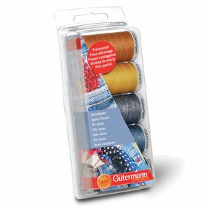 Gutermann Extra Stark Jeanstrådsset - 3x 100 m & 2x 200 m rullar - Sömmar - Hantverk, Sömnad, Quiltning Stickning, Broderi, Detaljarbete