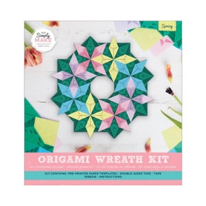 Kit couronne de fleurs en origami simple pour le printemps - guirlande décorative cadeau bricolage guirlande de scrapbooking - couture, courtepointe, tricot, broderie