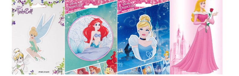 Disney Princesses Appliques Iron On Motifs Patches Ariel Cinderella Belle Snow White Aurora Rapunzel Brave image 4