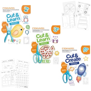 Fiskars Tesouras e Livros de Atividades - Artesanato em Papel Educacional para Crianças Aprendizagem