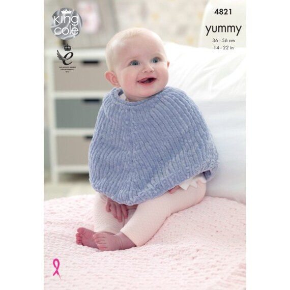 King Cole Knitting Pattern for Babies Poncho and Blanket in Chunky