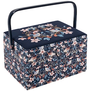 HobbyGift Sewing Box (L): Embroidered Blossom Birds - craft, sewing, quilting knitting, Embroidery, detailed work