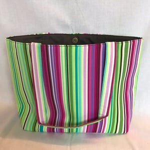 Luxury Knitting Tote Bag Shopping Bag Craft Gift Hobby Sewing Yarn - Purple/Green/Pink Stripe Design