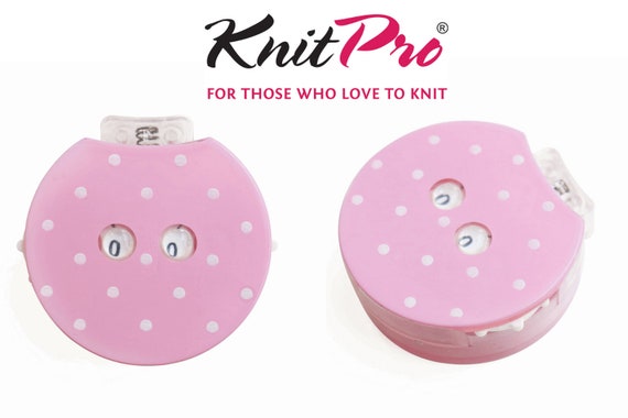 KnitPro 新型 Clicky Row Counter - ピンク水玉 - 手芸 編み物 かぎ針