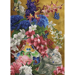 Diamond Dotz - Diamond Painting Kit - Gilded Cat and Flowers - Crafts - Gifts