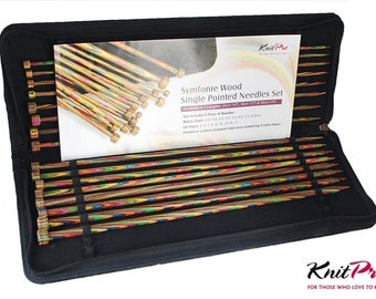 KnitPro Symfonie Wood Straight / Single Point Knitting Needle Sets - ALL Choice of Length: 25cm/30cm/35cm/40cm