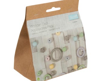 Paquete de accesorios de madera para manualidades Trimits, 33 piezas, colores surtidos, macramé.