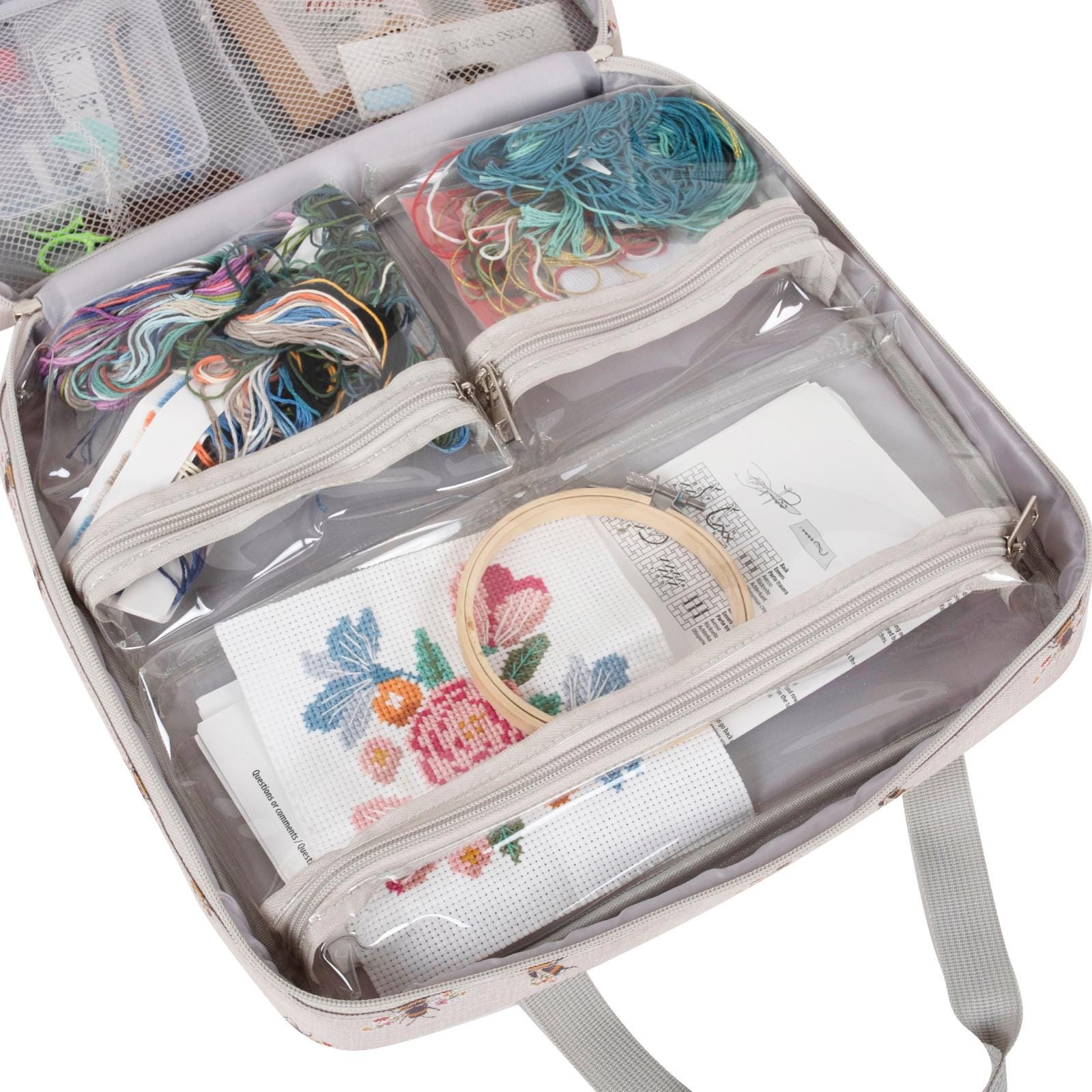 Sac Bricolage Couvercle Transparent Hobby Gift Grand Sac De Rangement – Abeilles, Poignée Poches Cachées Trous Pour Fils