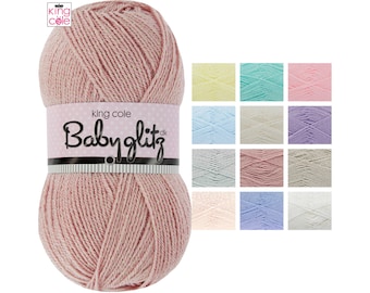 King Cole Baby Glitz DK Double Knit Wool Acrylic Knitting Yarn 100g All Colours