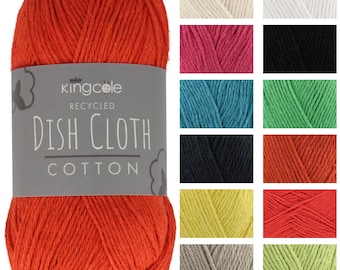 King Cole BV リサイクル布巾 100g - 全色 編み物用糸 アクリル かぎ針編み