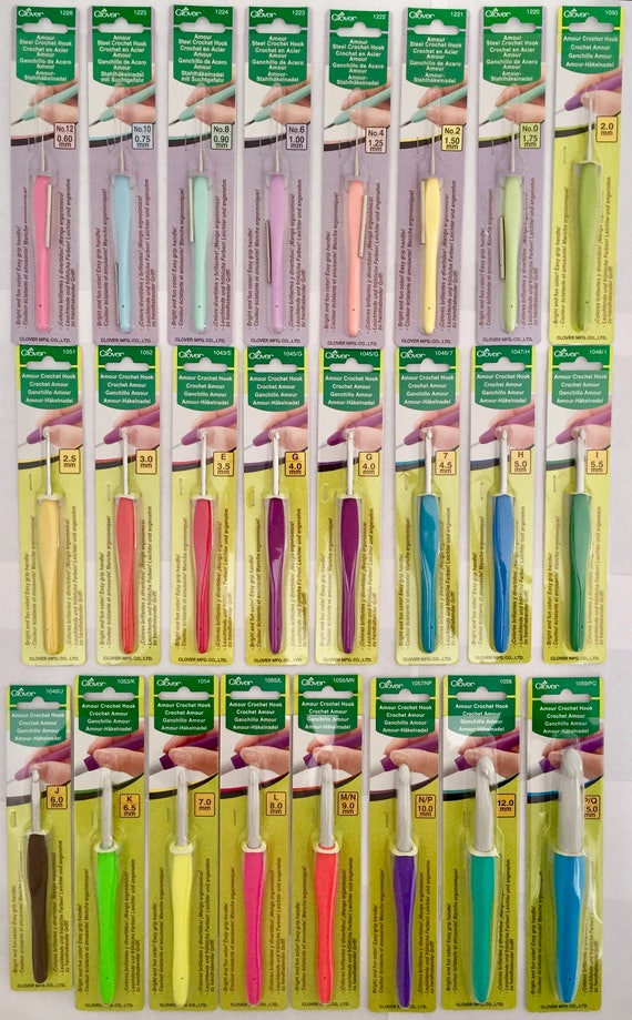 Clover Amour Soft Touch Crochet Hook Coloured All Sizes 0.6mm to 15mm Knitting