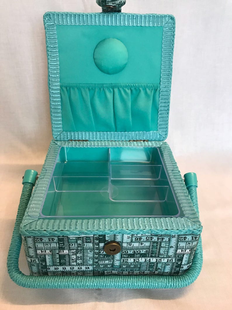 Luxury Small Sewing Basket Blue Red Sewing Design Craft Box Storage Case Gift