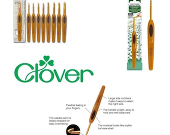 Ergonomische haaknaald Clover Soft Touch - set van 9 haaknaalden - wolgaren
