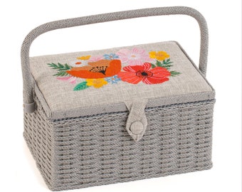 Boîte à couture HobbyGift (M) - Couvercle brodé - Fleurs sauvages - Rangement - MRME\614