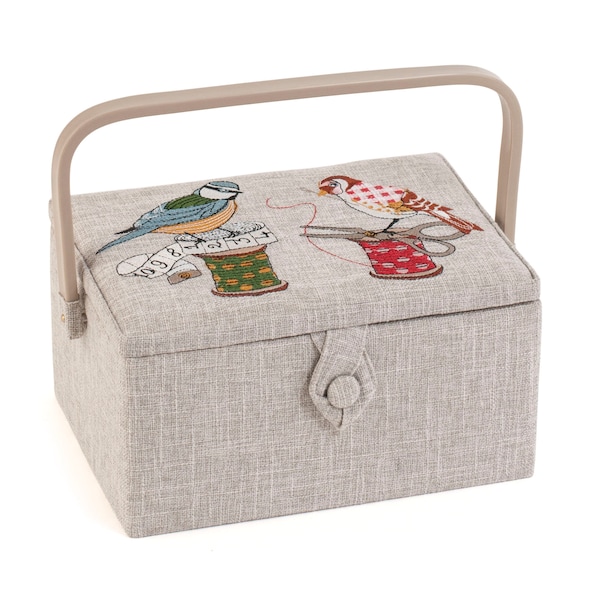 HobbyGift Sewing Box (M) - Embroidered Lid - Birds on Bobbin - Storage MRME\627