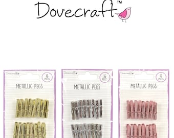 Dovecraft Essentials Metallic Mini Pegs - 16pc Dovecraft Essentials Metallic Mini Pegs - 16pc