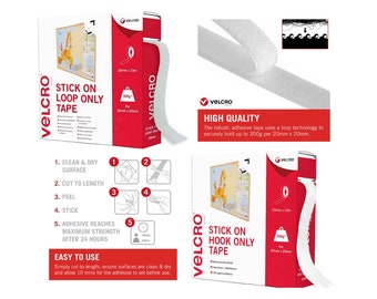 VELCRO® Brand Stick On Tape 20mm x 1,2,5,10 Meter maten HOOP & LOOP sticky back
