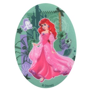 Disney Princesses Appliques Iron On Motifs Patches Ariel Cinderella Belle Snow White Aurora Rapunzel Brave Ariel Oval