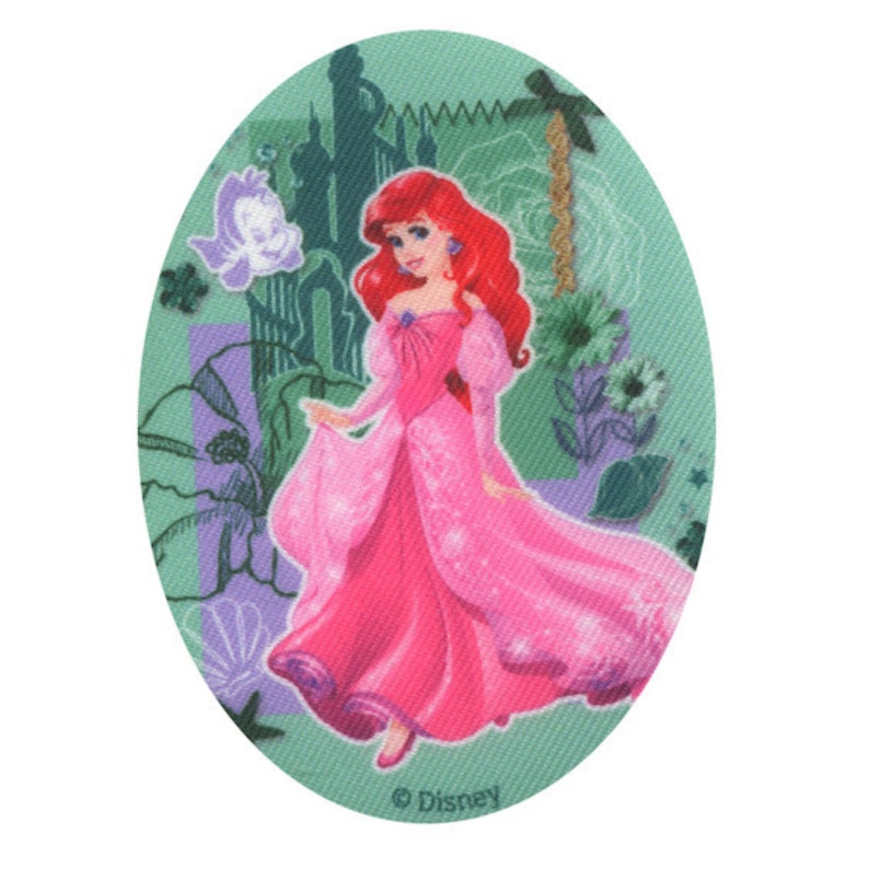 Disney Princesses Appliques Iron On Motifs Patches Ariel Cinderella Belle Snow White Aurora Rapunzel Brave Ariel Oval