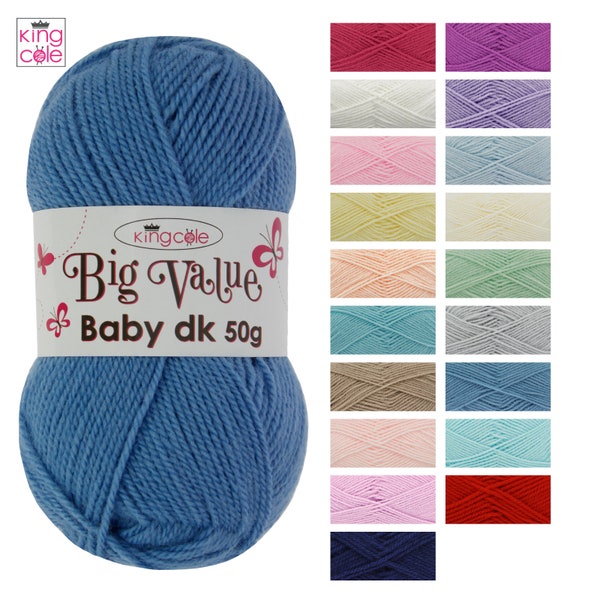 King Cole Big Value Baby DK 50 g Crochet à tricoter 100 % laine acrylique